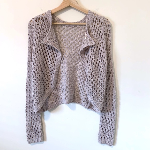 Rebecca Taylor Taupe Open Back Crochet Sweater - Picture 9 of 10